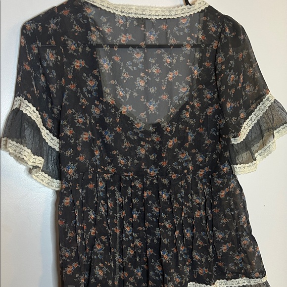 Sheer Floral Lace Babydoll Blouse ✨ Romantic Cottagecore Top - Picture 8 of 15